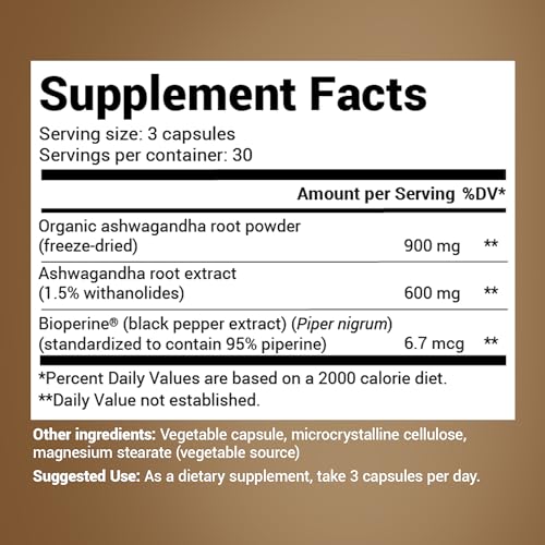 Dr. Berg Ashwagandha Capsules 1500mg - Includes Organic Ashwagandha Root - Maple Wellness Supplements