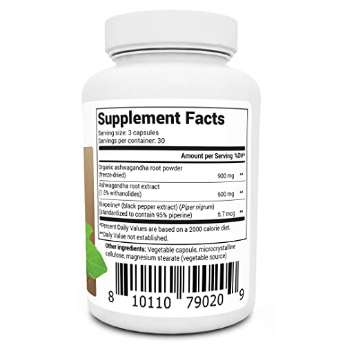 Dr. Berg Ashwagandha Capsules 1500mg - Includes Organic Ashwagandha Root - Maple Wellness Supplements