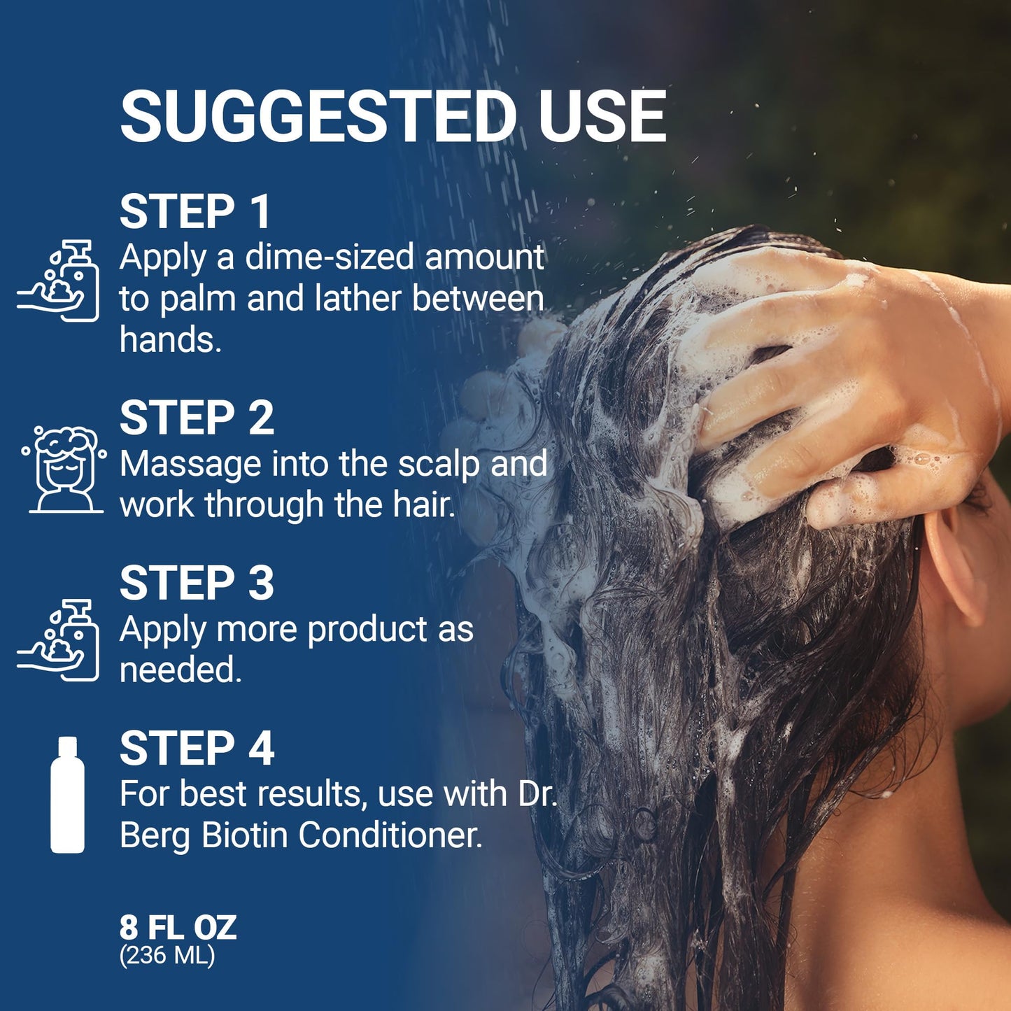 Dr. Berg Biotin Shampoo for Men & Women (Improved High-Performance Formula) - Independently Tested & Certified Paraben- Sulfate- & Silicone-Free - Infused w/Biotin, Argan Oil & Botanicals - 8 Fl oz - Maple Wellness Supplements