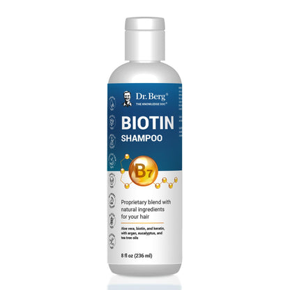 Dr. Berg Biotin Shampoo for Men & Women (Improved High-Performance Formula) - Independently Tested & Certified Paraben- Sulfate- & Silicone-Free - Infused w/Biotin, Argan Oil & Botanicals - 8 Fl oz - Maple Wellness Supplements