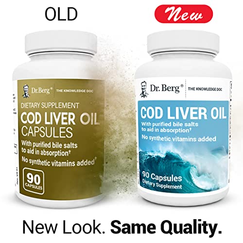 Dr. Berg Cod Liver Oil Capsules from Wild Caught Cod - No Smells or Bad Aftertaste - Maple Wellness Supplements