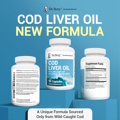 Dr. Berg Cod Liver Oil Capsules - New Formula Without OxBile - Rich in Omega-3 Fatty - Maple Wellness Supplements
