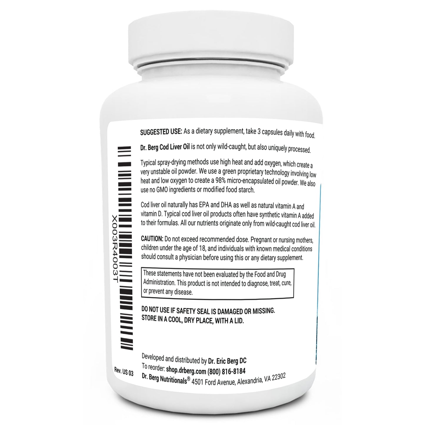 Dr. Berg Cod Liver Oil Capsules - New Formula Without OxBile - Rich in Omega-3 Fatty - Maple Wellness Supplements