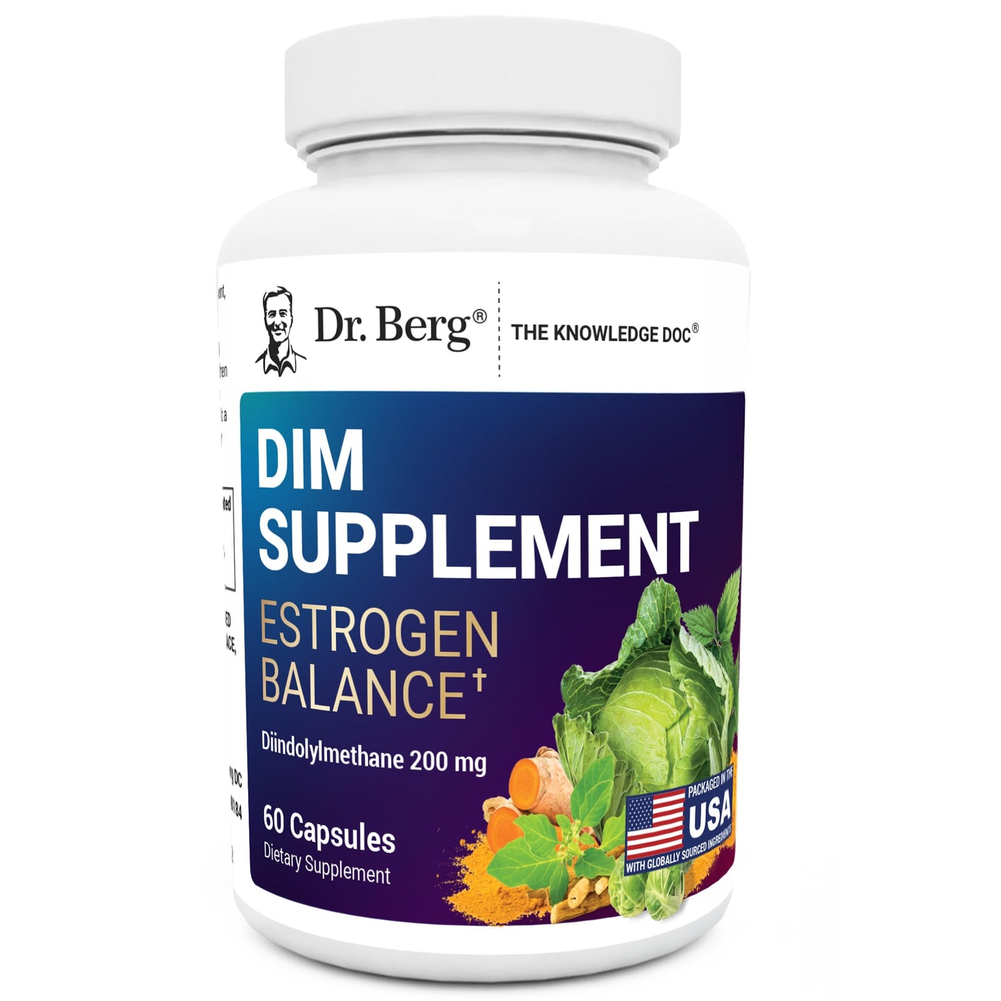Dr. Berg DIM Supplement Estrogen Balance - Original Estrogen Supplement for Women with Diindolylmethane for Menstrual Symptoms & Menopause Relief & Black Pepper for Enhanced Absorption - 60 Capsules - Maple Wellness Supplements
