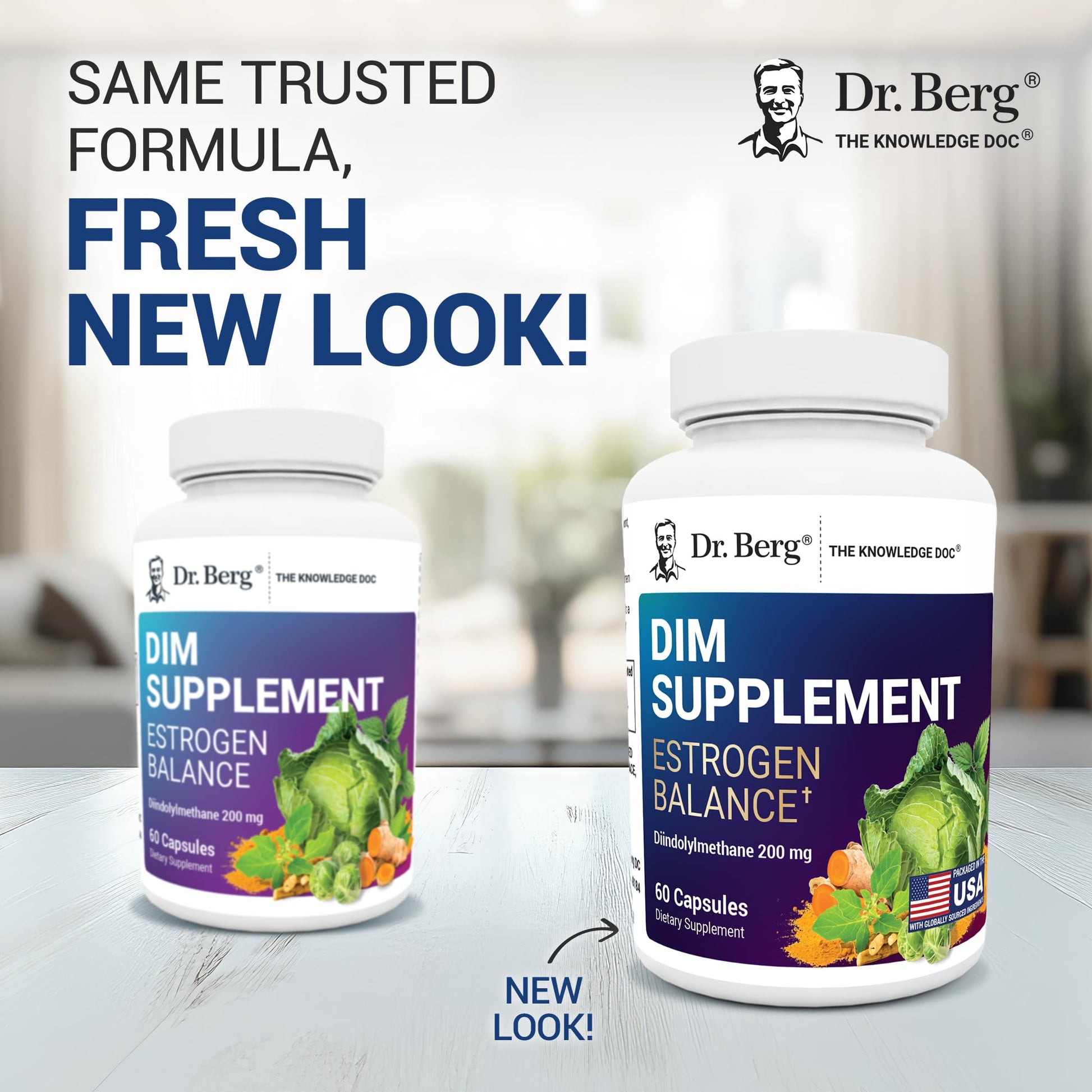 Dr. Berg DIM Supplement Estrogen Balance - Original Estrogen Supplement for Women with Diindolylmethane for Menstrual Symptoms & Menopause Relief & Black Pepper for Enhanced Absorption - 60 Capsules - Maple Wellness Supplements