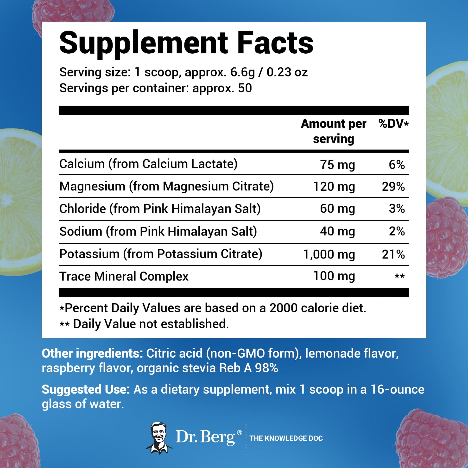 Dr. Berg Hydration Keto Electrolyte Powder - Enhanced w/ 1,000mg of Potassium - Maple Wellness Supplements