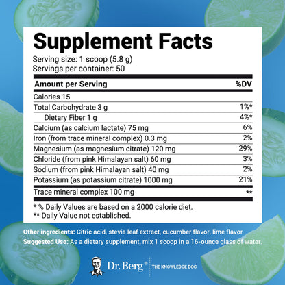 Dr. Berg Hydration Keto Electrolyte Powder - Enhanced w/ 1,000mg of Potassium & Real - Maple Wellness Supplements