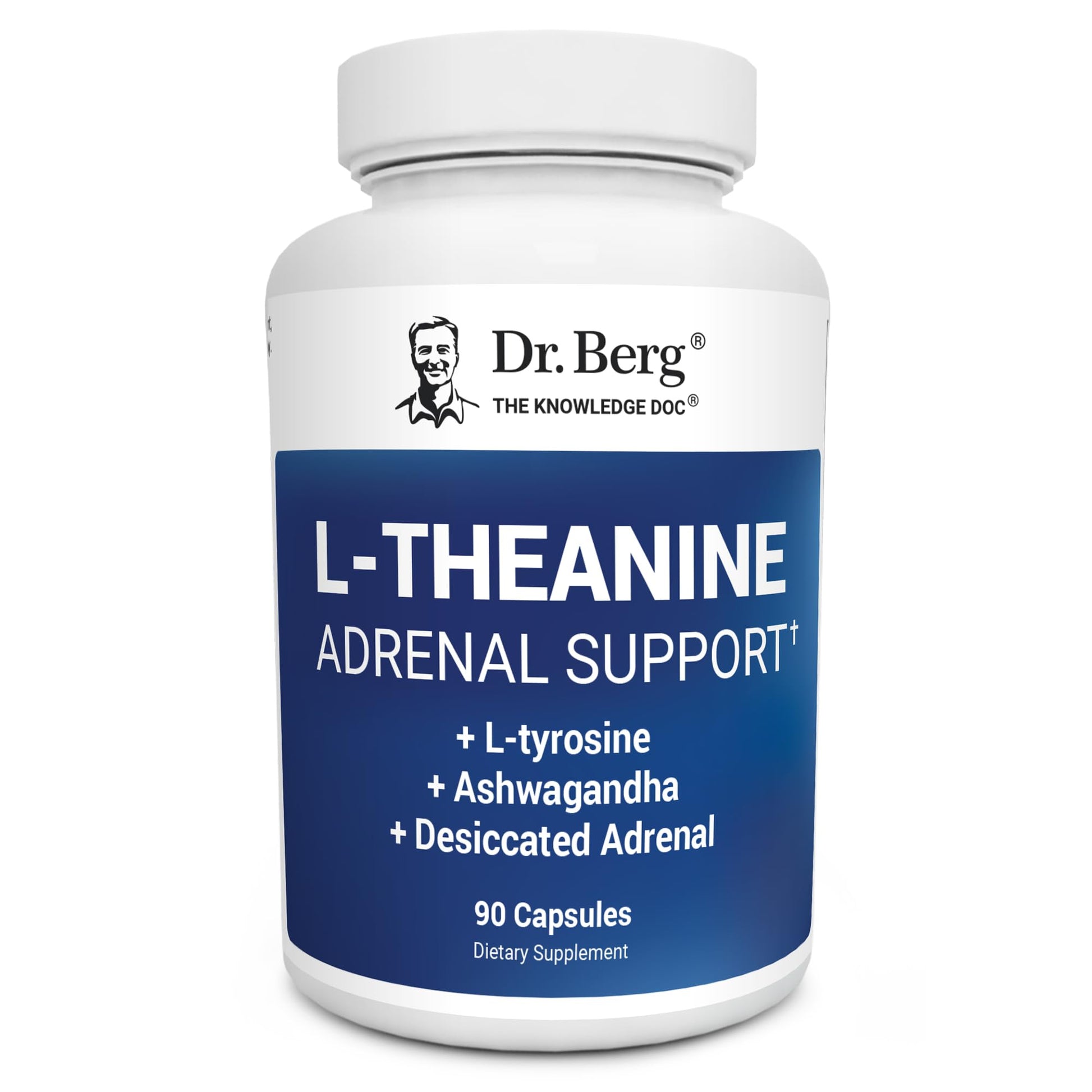 Dr. Berg L-Theanine 200mg - Includes Zinc, Copper, L-Tyrosine, & Ashwagandha – L-Theanine Supplement Adrenal Support - for Relaxation, Stress Relief, and Mental Clarity* – 90 Gelatin Capsules - Maple Wellness Supplements