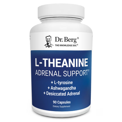 Dr. Berg L-Theanine 200mg - Includes Zinc, Copper, L-Tyrosine, & Ashwagandha – L-Theanine Supplement Adrenal Support - for Relaxation, Stress Relief, and Mental Clarity* – 90 Gelatin Capsules - Maple Wellness Supplements