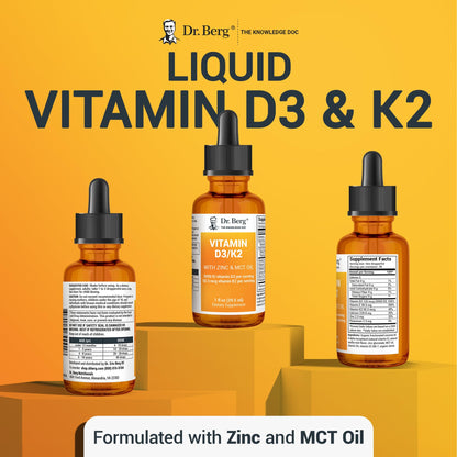 Dr. Berg Liquid Vitamin D3 & K2 Supplement - For Bone, Teeth, Mood & Immune Health - Maple Wellness Supplements