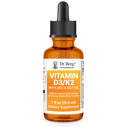 Dr. Berg Liquid Vitamin D3 & K2 Supplement - For Bone, Teeth, Mood & Immune Health - Maple Wellness Supplements