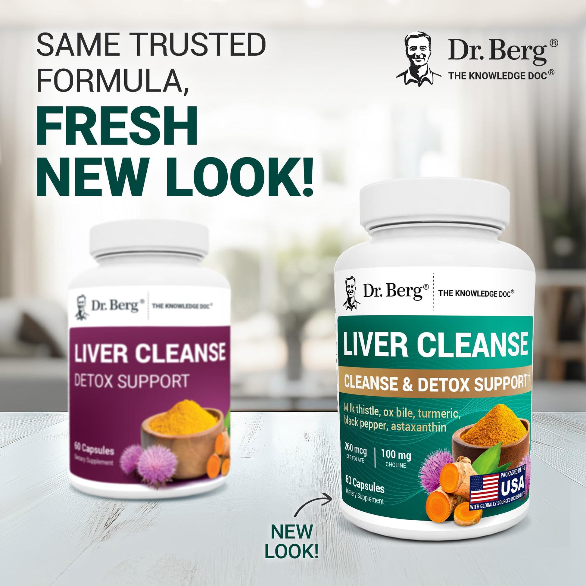 Dr. Berg Liver Cleanse Detox Capsules w/Unique Blend of Milk Thistle, Ox Bile & Folate - Liver Supplement Includes Turmeric, Black Pepper & Choline - 60 Capsules - Maple Wellness Supplements