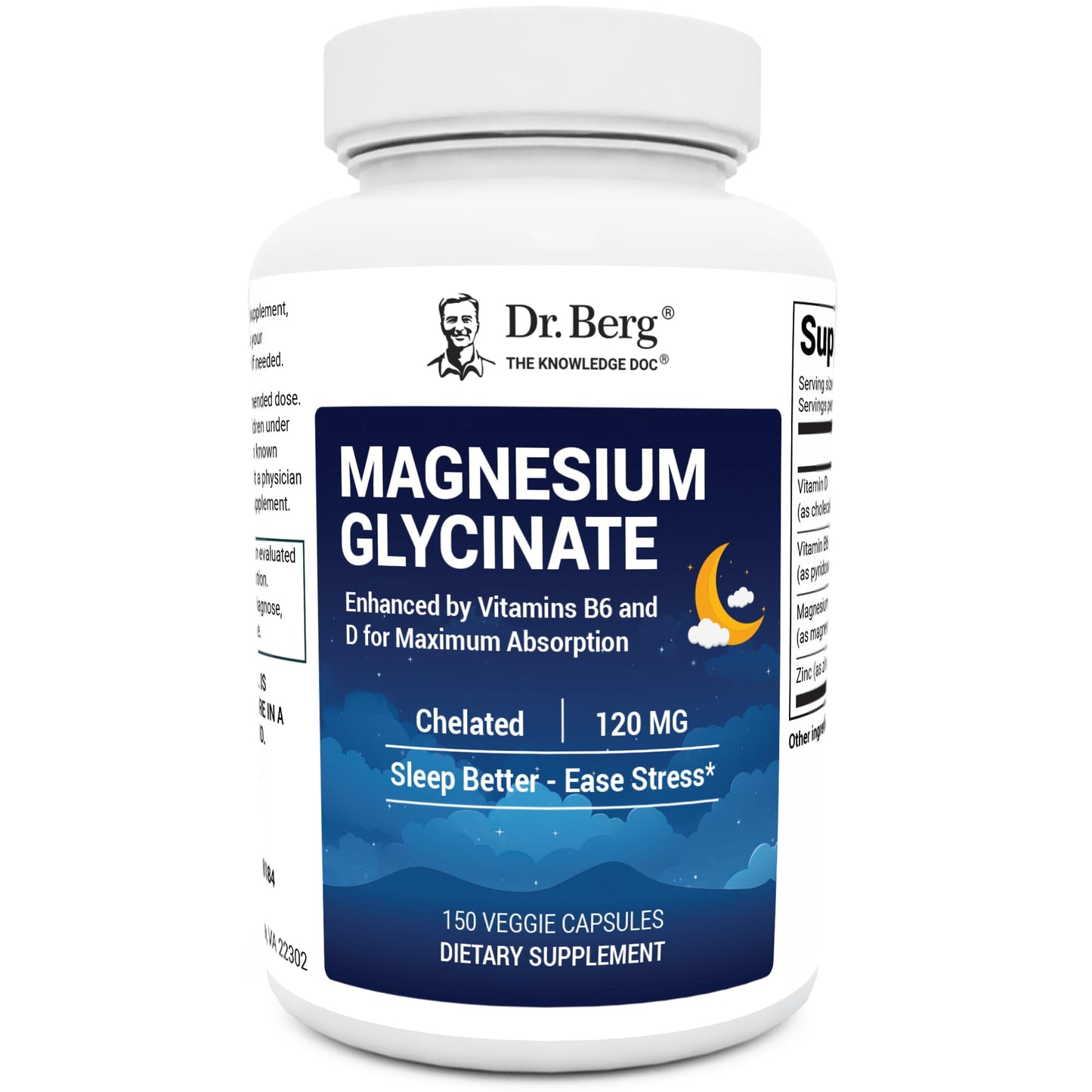 Dr. Berg Magnesium Glycinate 150ct – 4-in-1 Chelated for Muscle, Nerve, Sleep & Stress Support*– w/ D3, B6 & Zinc – 4X Lab-Tested - Maple Wellness Supplements