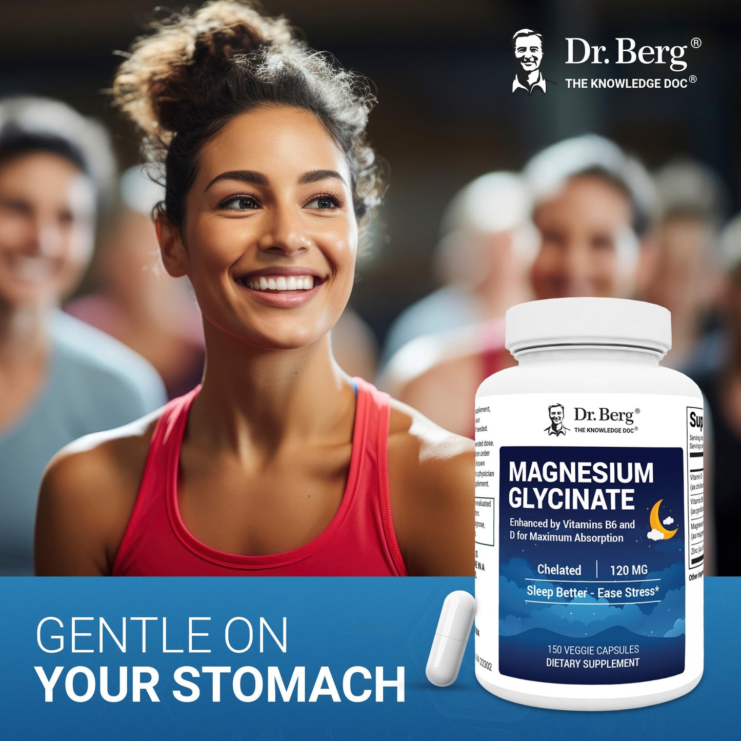Dr. Berg Magnesium Glycinate 150ct – 4-in-1 Chelated for Muscle, Nerve, Sleep & Stress Support*– w/ D3, B6 & Zinc – 4X Lab-Tested – No Fillers – Formulated in USA, GMP-Certified - Maple Wellness Supplements
