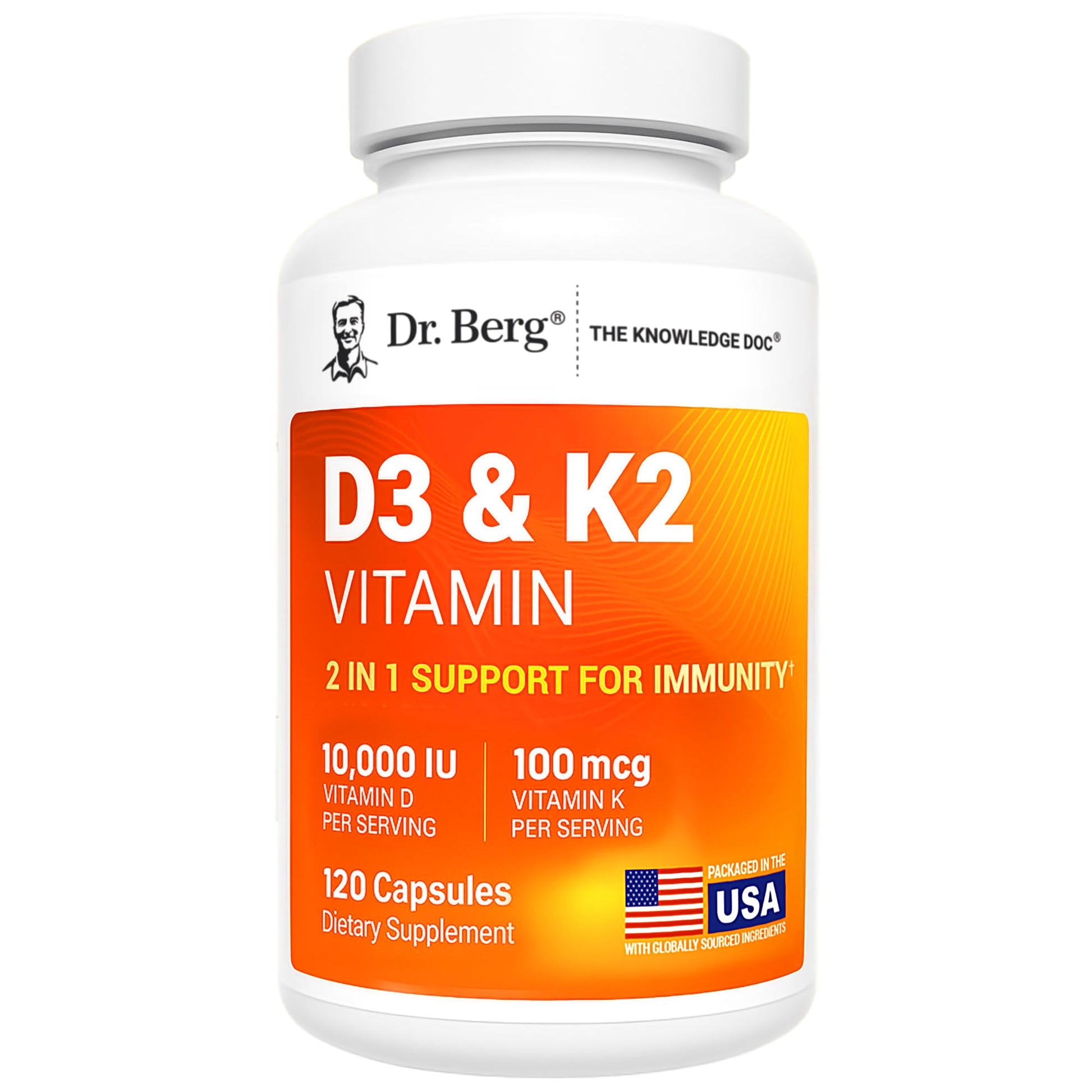 Dr. Berg Maximum Strength 2-in-1 Vitamin D3 K2 10,000 IU | Naturally Derived D3 | 4X Lab-Tested & Verified | High Absorption Formula - Maple Wellness Supplements