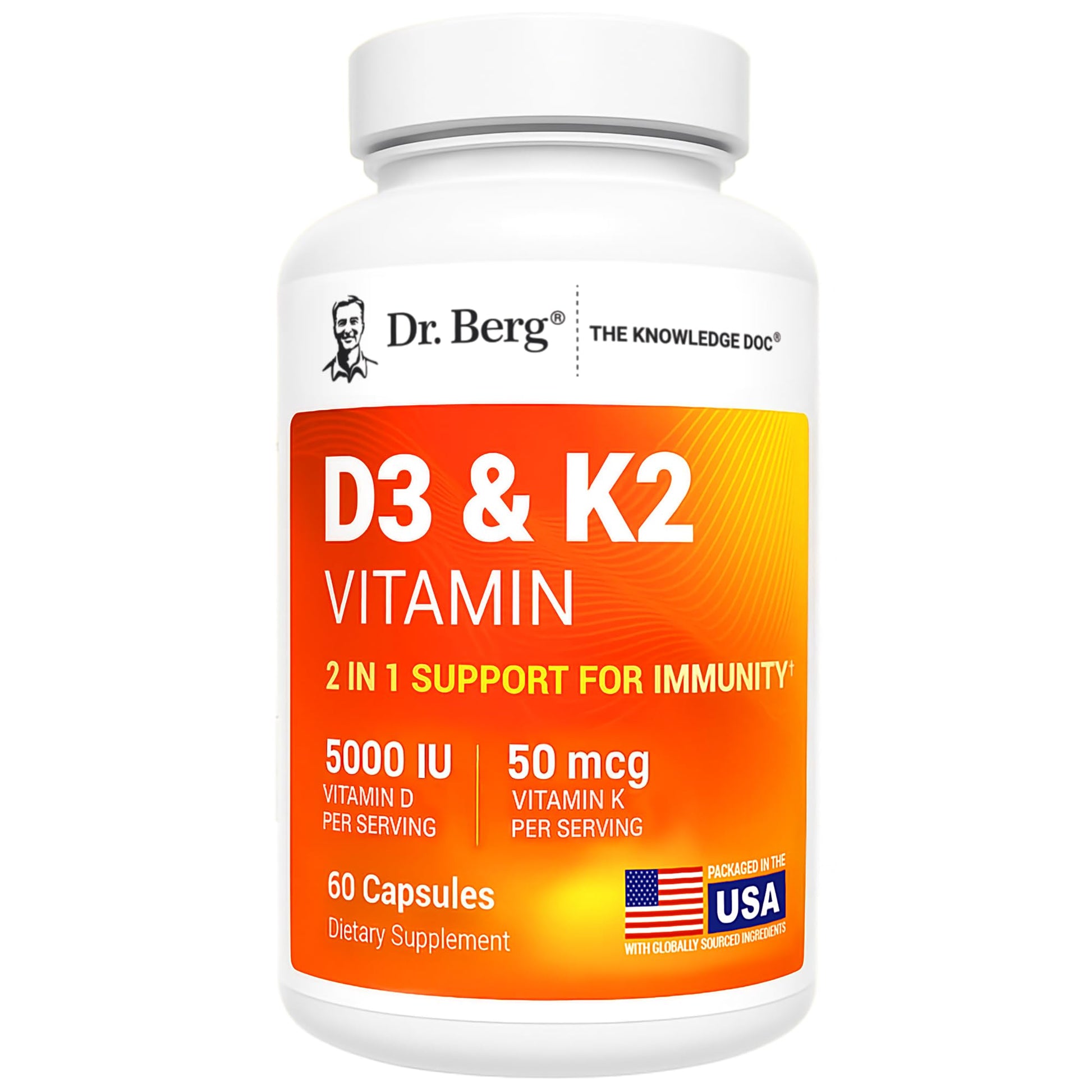 Dr. Berg Maximum Strength 2-in-1 Vitamin D3 K2 5,000 IU | Naturally Derived D3 | 4X Lab-Tested & Verified | High Absorption Formula - Maple Wellness Supplements