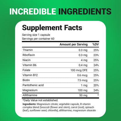 Dr. Berg Natural Vitamin B1 B6 B12 Complex - Allithiamine Vitamin B1 Supplement with 8 Essential Vitamin B Complex for Men & Women Including Thiamin - Maple Wellness Supplements