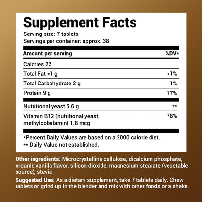 Dr. Berg Nutritional Yeast Tablets – Natural B12 Added - All 8 B Vitamin Complex – Organic - Maple Wellness Supplements