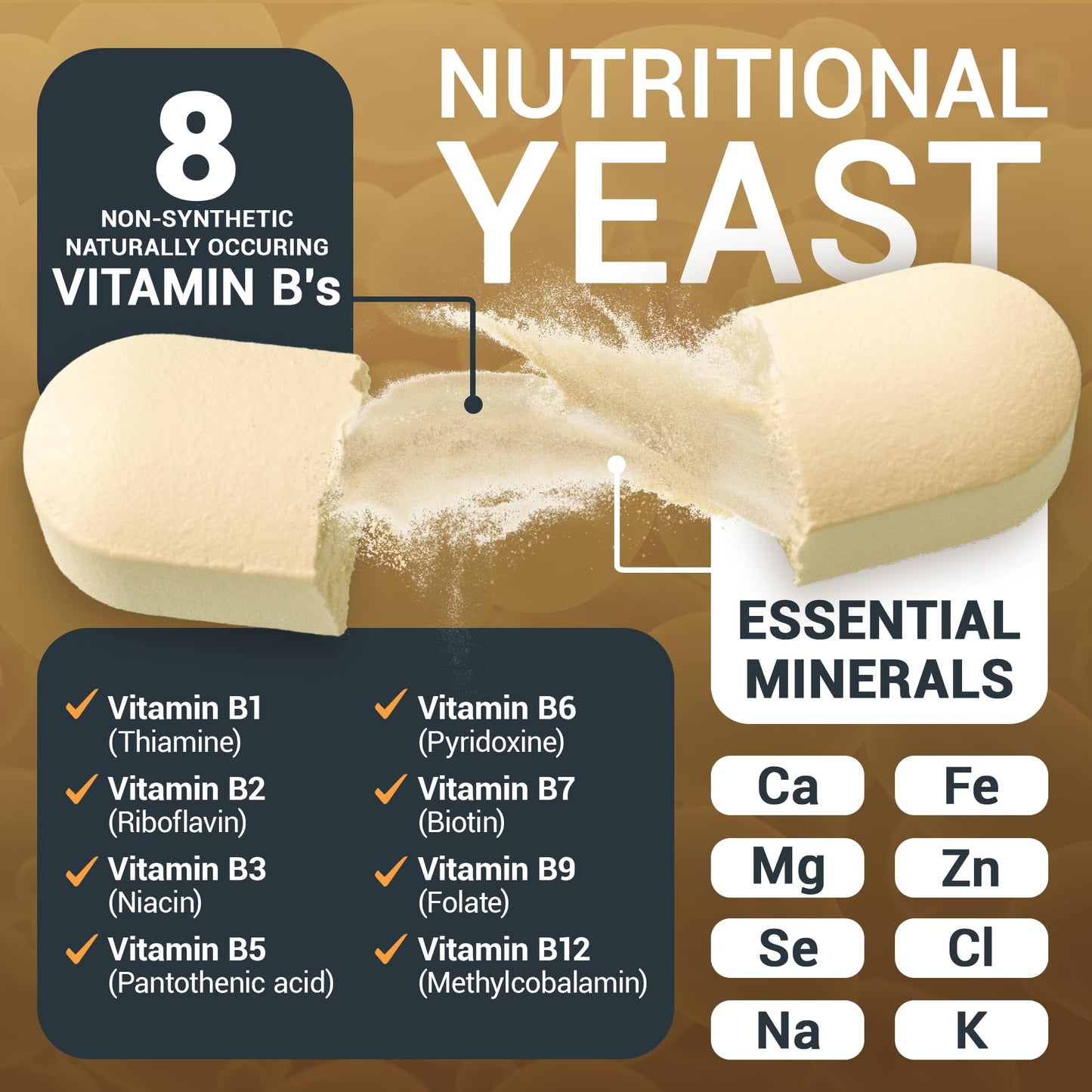 Dr. Berg Nutritional Yeast Tablets – Natural B12 Added - All 8 B Vitamin Complex – Organic - Maple Wellness Supplements