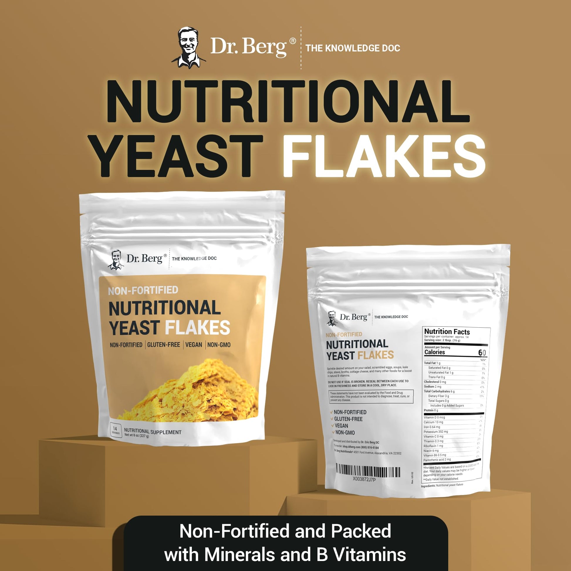 Dr. Berg Premium Nutritional Yeast Flakes - Delicious Non-Fortified Nutritional Yeast - Maple Wellness Supplements