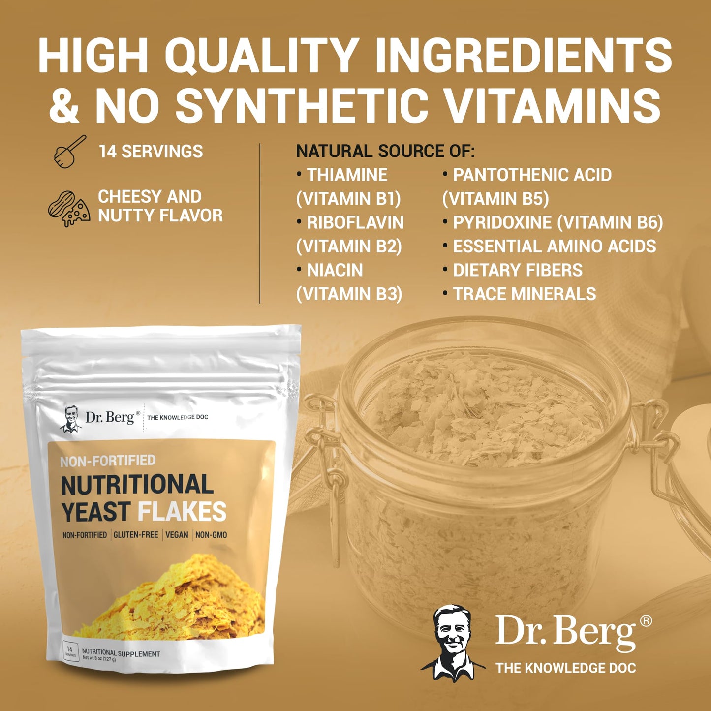 Dr. Berg Premium Nutritional Yeast Flakes - Delicious Non-Fortified Nutritional Yeast - Maple Wellness Supplements