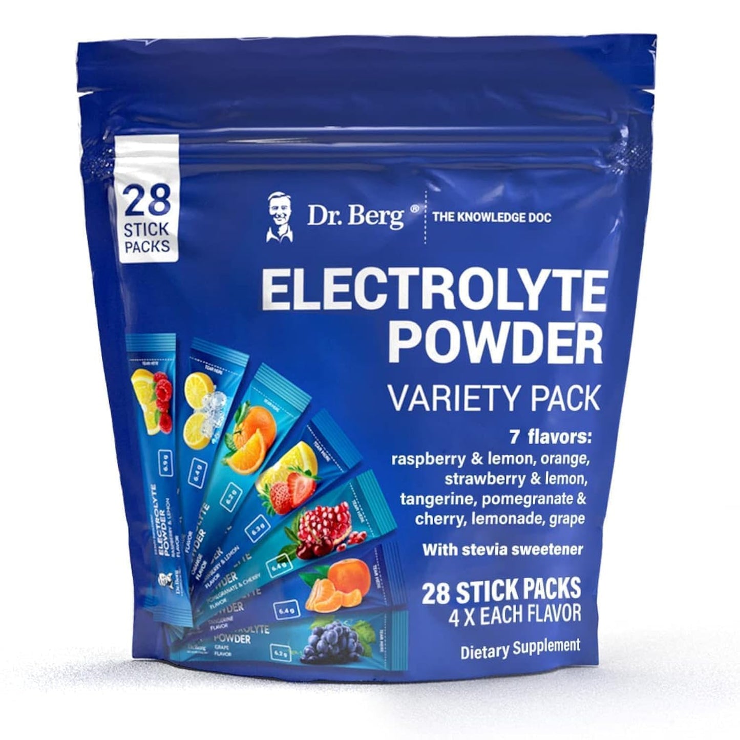 Dr. Berg Sugar Free Electrolyte Powder Packets (Variety Pack) - Daily Electrolyte Drink Mix - 28 Total Hydration Pouches Sugar Free - Maple Wellness Supplements