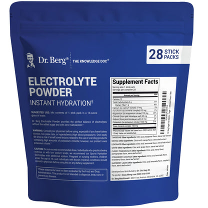 Dr. Berg Sugar Free Electrolyte Powder Packets (Variety Pack) - Daily Electrolyte Drink Mix - 28 Total Hydration Pouches Sugar Free - Maple Wellness Supplements