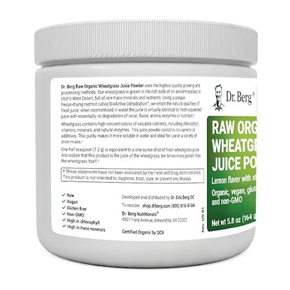 Dr. Berg USDA Certified Organic Green Powder Superfood (60 Servings) - Made with Raw - Maple Wellness Supplements