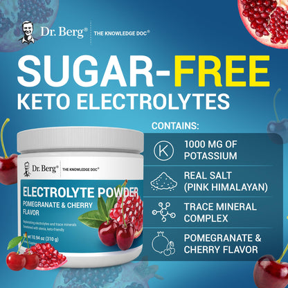 Dr. Berg Zero Sugar Hydration Keto Electrolyte Powder - Enhanced w/ 1000 mg of Potassium & Real Pink Himalayan Salt (NOT Table Salt) - Maple Wellness Supplements