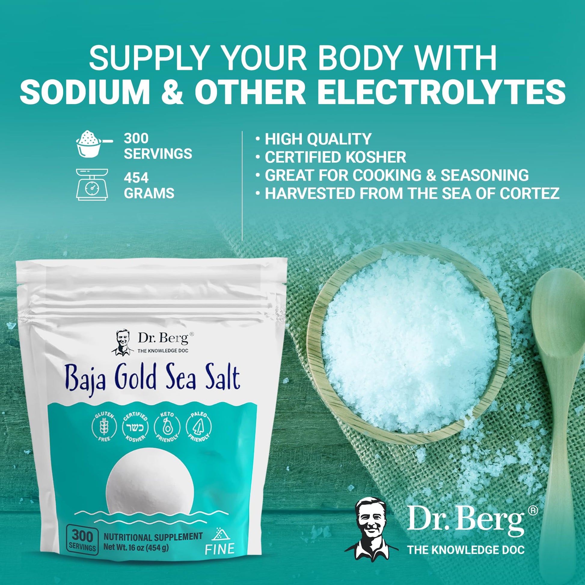 Dr. Berg's Baja Gold Sea Salt Organic - Natures Fine Sea Salt Support For Hydration - Maple Wellness Supplements