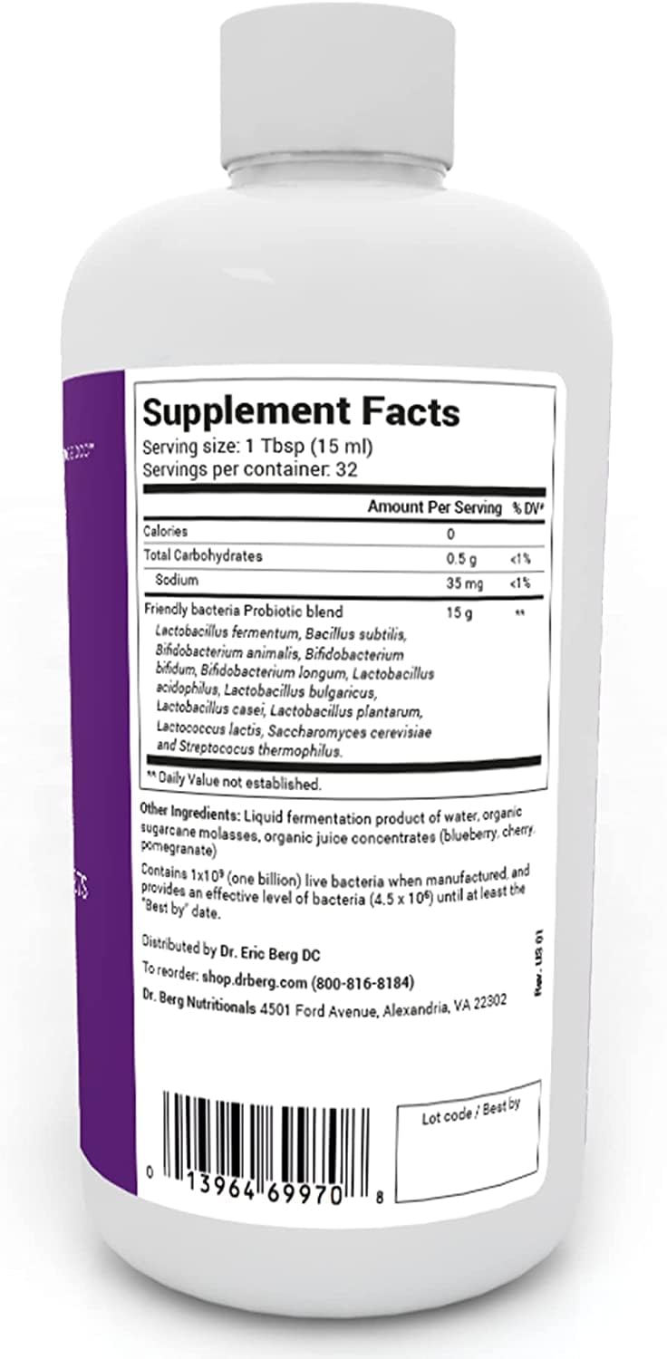 Dr. Berg's Friendly Probiotic Liquid Supplement Drink Mix w/ 12 Live Probiotics Strains - Maple Wellness Supplements