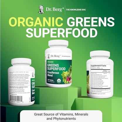 Dr. Berg's Greens Superfood Cruciferous Vegetable Tablets - Vegetable Supplements - Maple Wellness Supplements
