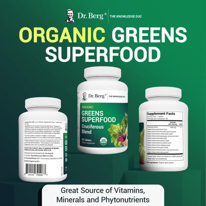 Dr. Berg's Greens Superfood Cruciferous Vegetable Tablets - Vegetable Supplements - Maple Wellness Supplements