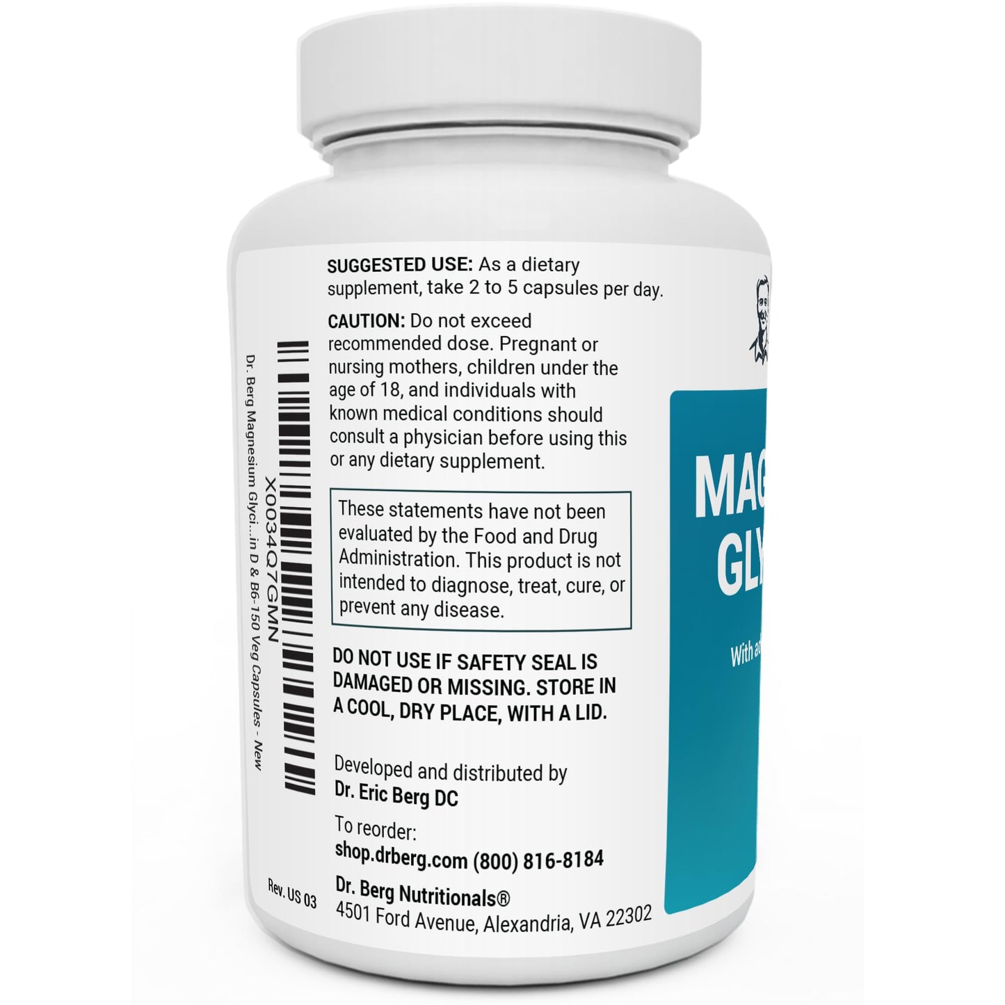 Dr. Berg's Magnesium Glycinate 400mg - Fully Chelated Veg Capsules for Stress - Maple Wellness Supplements