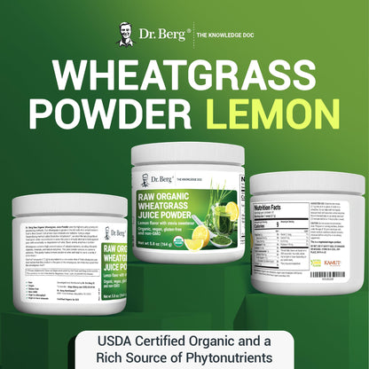 Dr. Berg's Raw Wheatgrass Juice Powder (60 Servings) - USDA Certified Organic - Maple Wellness Supplements