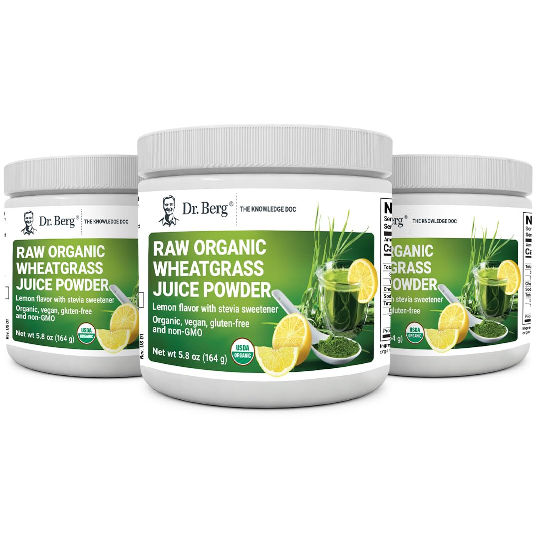 Dr. Berg's Raw Wheatgrass Juice Powder (60 Servings) - USDA Certified Organic - Maple Wellness Supplements
