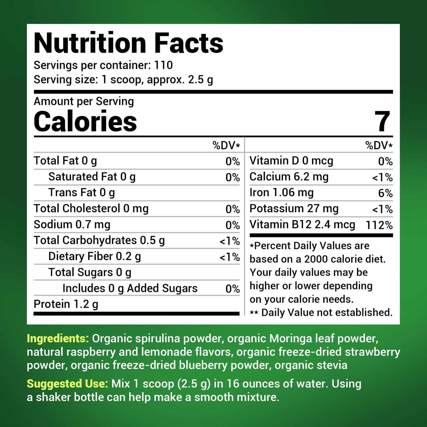 Dr. Berg's (Veggie Solution) Organic Super Greens Powder w/Spirulina - Raw Green - Maple Wellness Supplements