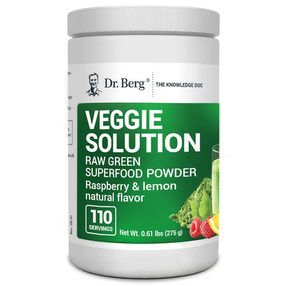 Dr. Berg's (Veggie Solution) Organic Super Greens Powder w/Spirulina - Raw Green - Maple Wellness Supplements
