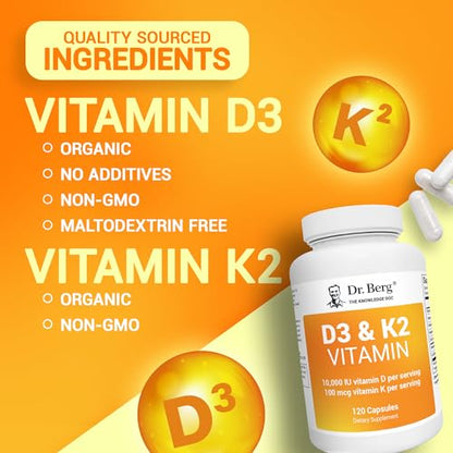 Dr. Berg's Vitamin D3 K2 Supplement w/MCT Oil - Includes 10,000 IU of Vitamin D3 - Maple Wellness Supplements