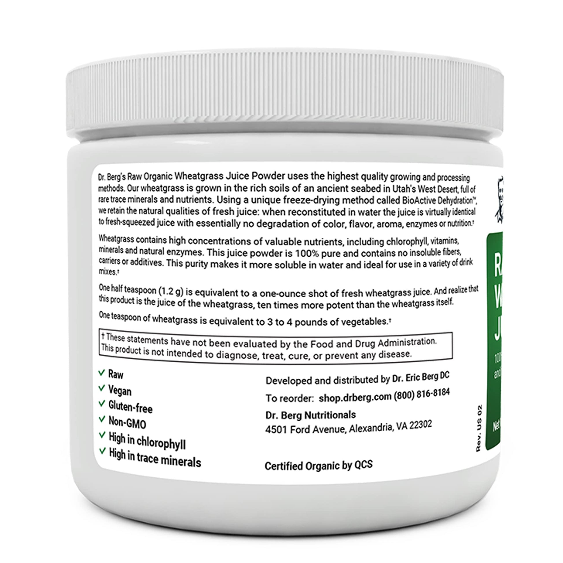 Dr. Berg's Wheatgrass Superfood Powder - Raw Juice Organic Ultra-Concentrated Rich - Maple Wellness Supplements