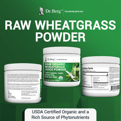 Dr. Berg's Wheatgrass Superfood Powder - Raw Juice Organic Ultra-Concentrated Rich - Maple Wellness Supplements