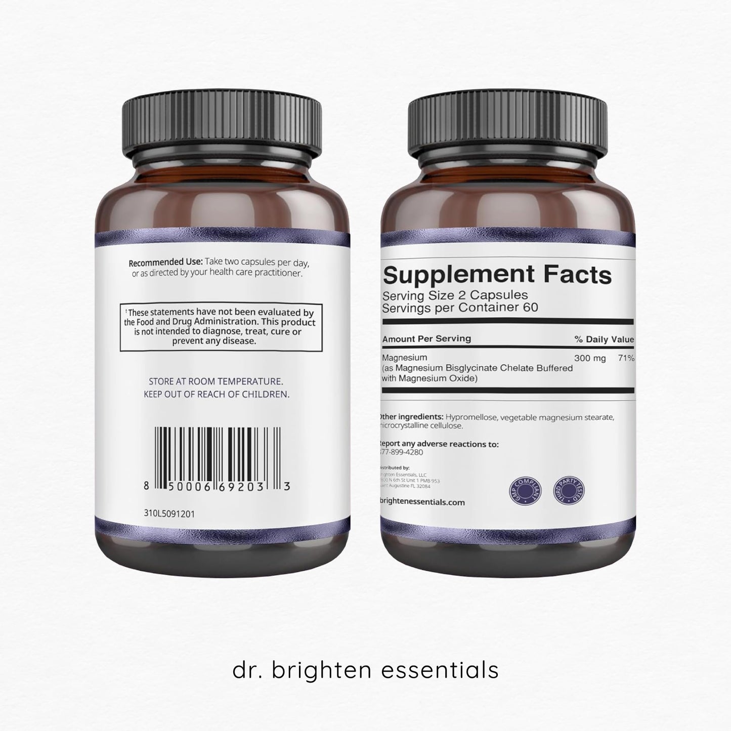 Dr. Brighten Magnesium Plus (as Magnesium Bi-glyncinate) - Beneficial in Maintaining a Healthy Mood, Sleep, Hormone Balance and Reducing Symptoms of PMS and Menstrual Cramps - Maple Wellness Supplements