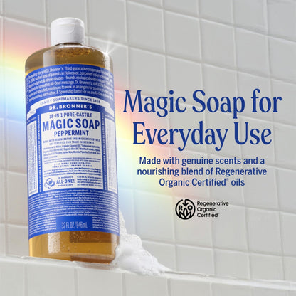 Dr. Bronner's Pure-Castile Magic Liquid Soap - Made with Regenerative Organic Certified Oils- 18-in-1 Uses for Face - Maple Wellness Supplements