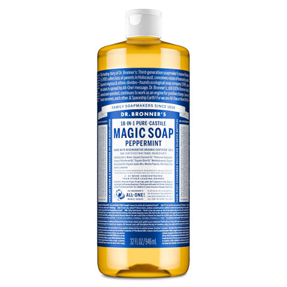 Dr. Bronner's Pure-Castile Magic Liquid Soap - Made with Regenerative Organic Certified Oils- 18-in-1 Uses for Face - Maple Wellness Supplements