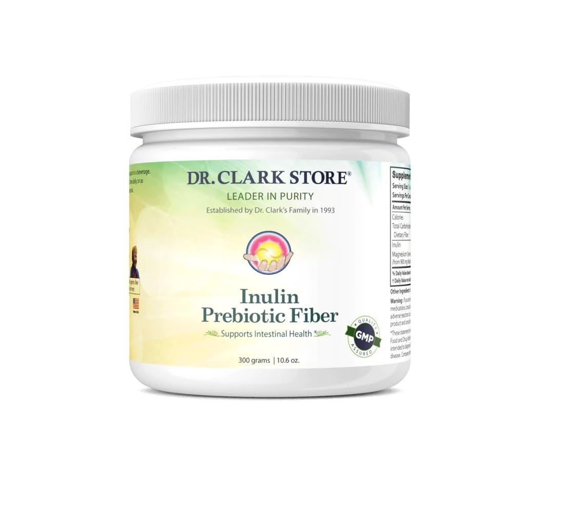 Dr. Clark Inulin Powder (FOS) – Prebiotic Soluble Fiber for Gut Health, 300g – Supports Digestive Health & Regularity - Maple Wellness Supplements