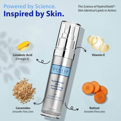 Dr. Denese SkinScience HydroShield Retinol Serum for Face 1 oz – Dermatologist Tested Hydrating Serum, Contains Retinol and Ceramides for Deep Moisture - Cruelty Free - Maple Wellness Supplements