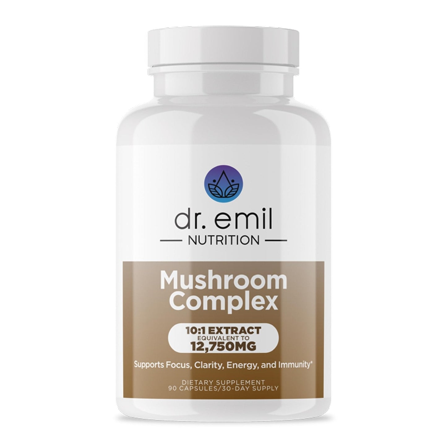DR. EMIL NUTRITION 10 Mushroom Supplement for Mental Clarity, Focus & Immune Support - Functional Mushroom Nootropic Supplement with Lions Mane Extract, Cordyceps, Turkey Tail & More - Maple Wellness Supplements