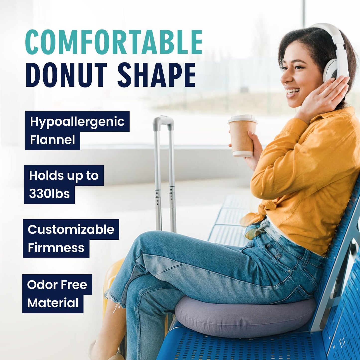 Dr. Frederick’s Original Inflatable Donut Pillow - 18" Seat Cushion for Tailbone Pain, Hemorrhoids & Bed Sores – Doctor-Developed for Postpartum, Prostatitis & Travel - Odor-Free, Durable Vinyl - Gray - Maple Wellness Supplements