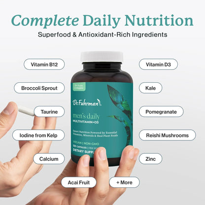 Dr. Fuhrman 2 Month Supply Multivitamin for Men + D3 Vitamin for Immune Support | Vegan Formula Womens Multivitamin with B12 & Zinc | - Maple Wellness Supplements