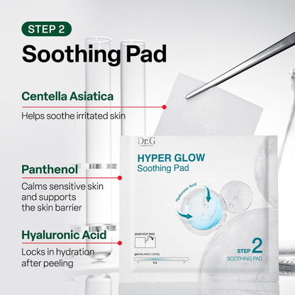 Dr. G Hyper Glow Ampoule Peeling 2-Step System - Removes Dead Skin - Instant Hydration - Korean Skin Care - Comes with Hyper Glow Ampoule Peeling Serum 30% (15 mL) & Soothing Pad (4 Pack) - Maple Wellness Supplements